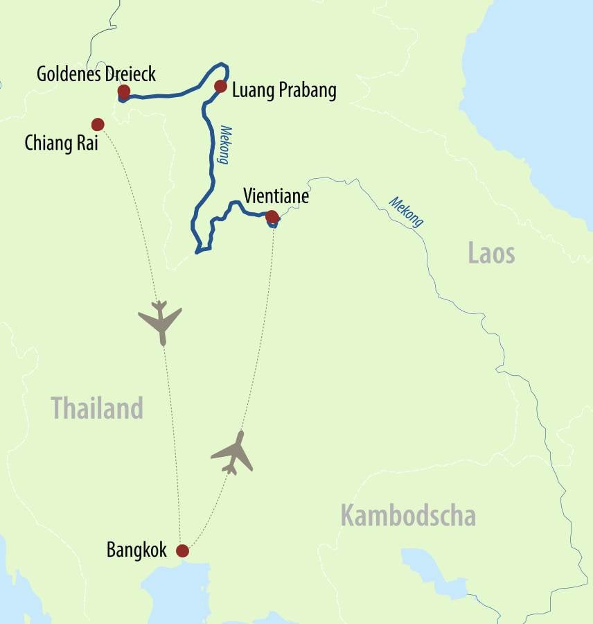 Flussreise Route Mekong Pearl Goldenes Dreieck